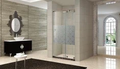 Cửa tắm không khung cho phòng tắm của khách sạn, chiều rộng 44 ~ 55 inch, kính 3/8 inch, kết thúc crôm vàng (KD3701)